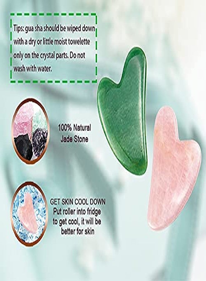 WEPTIX® Gua Sha Facial Tool, Jade Stone Guasha Board for SPA Acupuncture Therapy Trigger Point Treatment, Gua Sha Scraping Massage Tool, Face Roller and Manual Massage Stone for Skin care- (Green) - Image 5