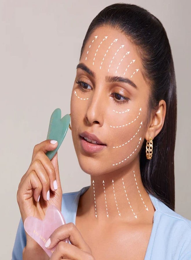 WEPTIX® Gua Sha Facial Tool, Jade Stone Guasha Board for SPA Acupuncture Therapy Trigger Point Treatment, Gua Sha Scraping Massage Tool, Face Roller and Manual Massage Stone for Skin care- (Green) - Image 2