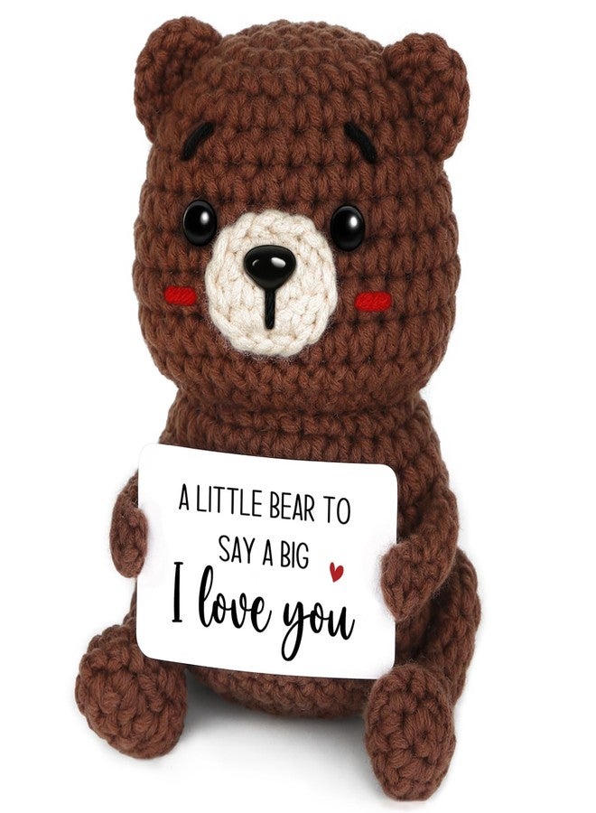 Glydein Gifts for Her Him, I Love You Handmade Positive Crochet Bear Decor, Anniversary Romantic Gift for Women Men Wife Girlfriend, Birthday Christmas Valentines Gifts for Husband Couple - Image 1