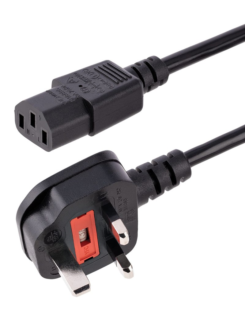 VIUAUAX (1.8m) UK Computer Power Cable, 18AWG, BS 1363 to C13, 10A 250V, Black Replacement AC Power Cord, Kettle Lead / UK Power Cord, PC Power Supply Cable, TV/Monitor Power Cable - Image 1