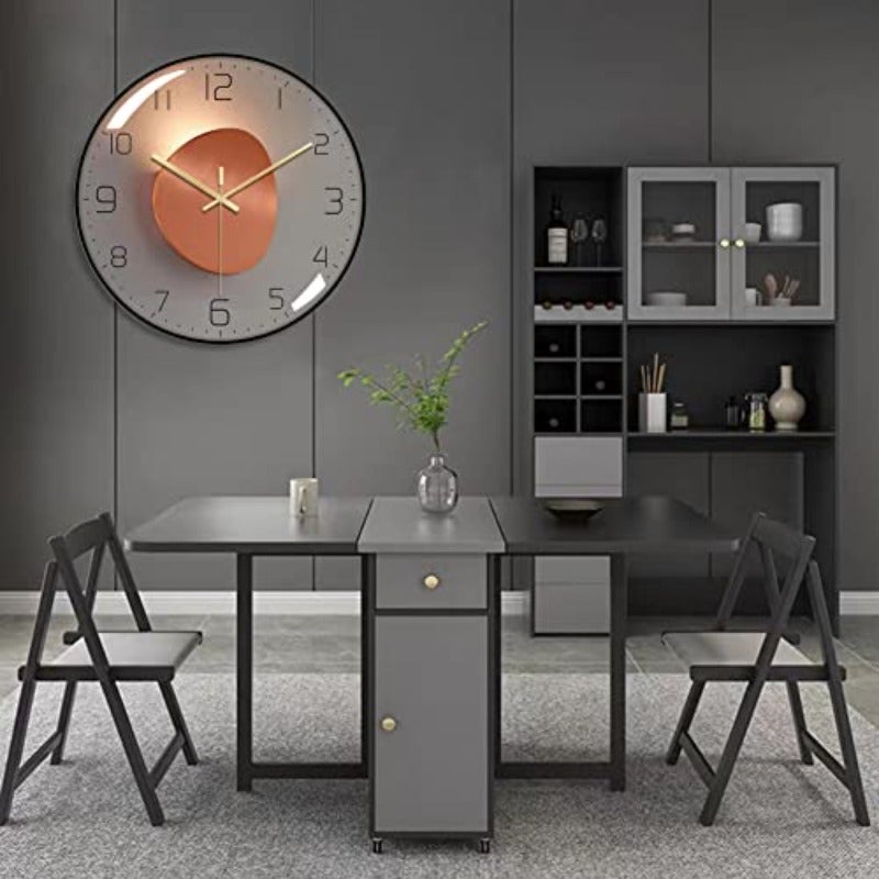 Wall Clock3D Curved Glass Large Wall Clock 12-inch Silent Non-Ticking Round Classroom Clock Battery Operated Easy to Read Decorative Wall Clocks Stylish Kitchen Wall Clock Orange - Image 5