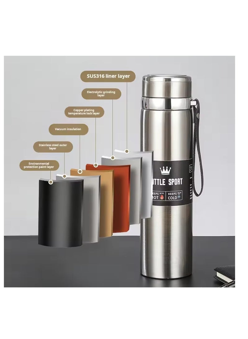 سبال كوب سفر مزدوج الجدار من الفولاذ المقاوم للصدأ، زجاجة مياه معزولة سعة 1000 مل، ترمس للسيارة، للاستخدام الخارجي - Image 3