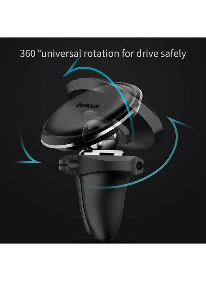 Baseus Magnetic Air Vent Car Mount Holder with Cable Clip – Strong Grip & Stylish Design, Black - Image 4