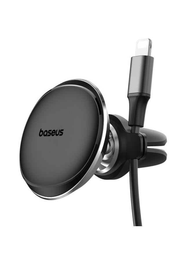 Baseus Magnetic Air Vent Car Mount Holder with Cable Clip – Strong Grip & Stylish Design, Black - Image 1