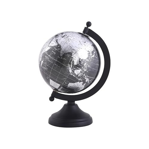 Rely+ 5" World Globe With Sturdy Metal Stand (NOT PLASTIC!) - Desktop Globes For Home Desk Table Office Decor - Book Shelf Decor Globe - 5 Inch - Metallic Black - Image 1
