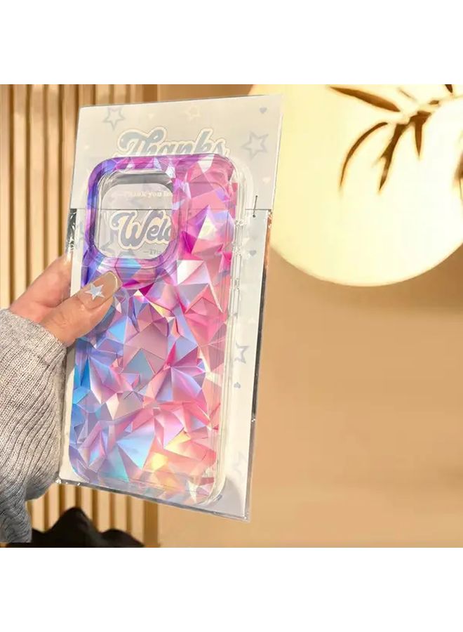 iPhone 11 Pro Max Case Gradient Pink Purple Diamond Pattern IMD Swirl Anti Fall Protective Cover - Image 2