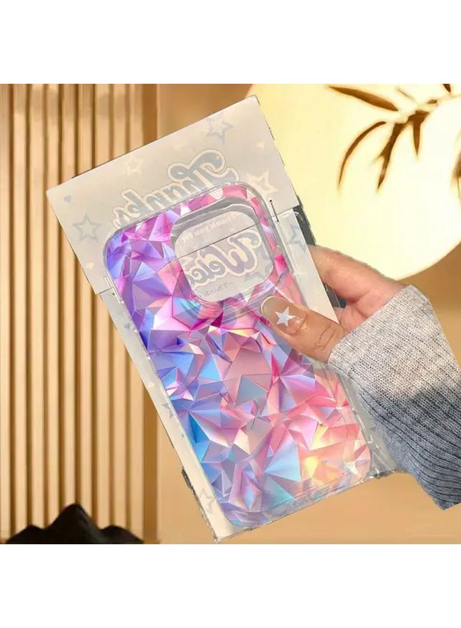 iPhone 11 Pro Max Case Gradient Pink Purple Diamond Pattern IMD Swirl Anti Fall Protective Cover - Image 4
