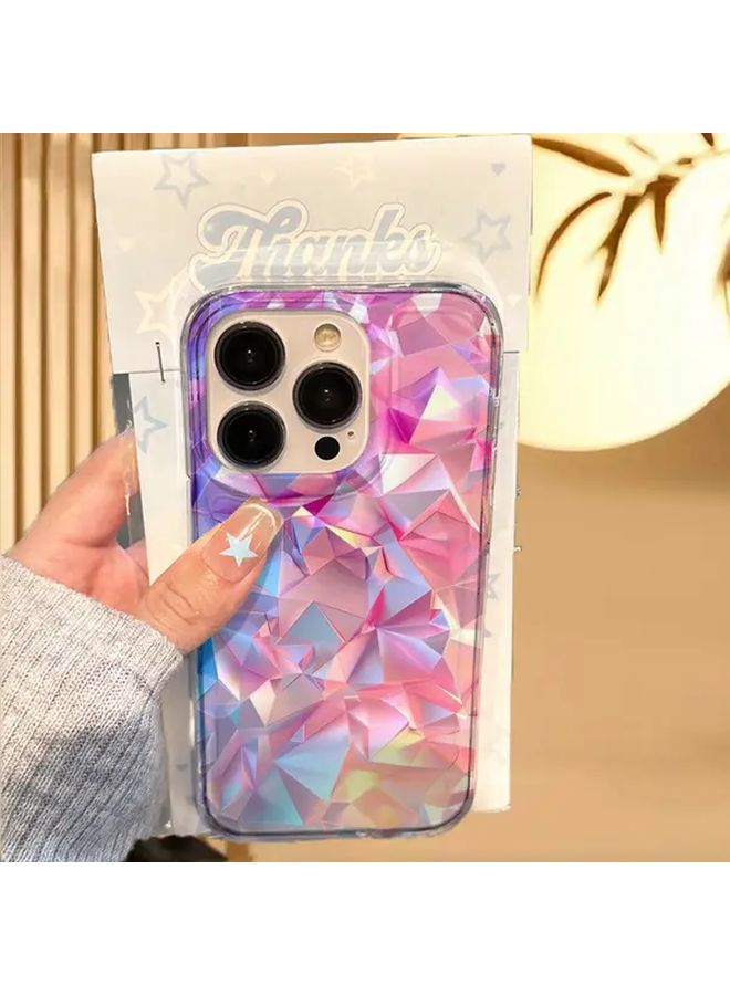 iPhone 11 Pro Max Case Gradient Pink Purple Diamond Pattern IMD Swirl Anti Fall Protective Cover - Image 3