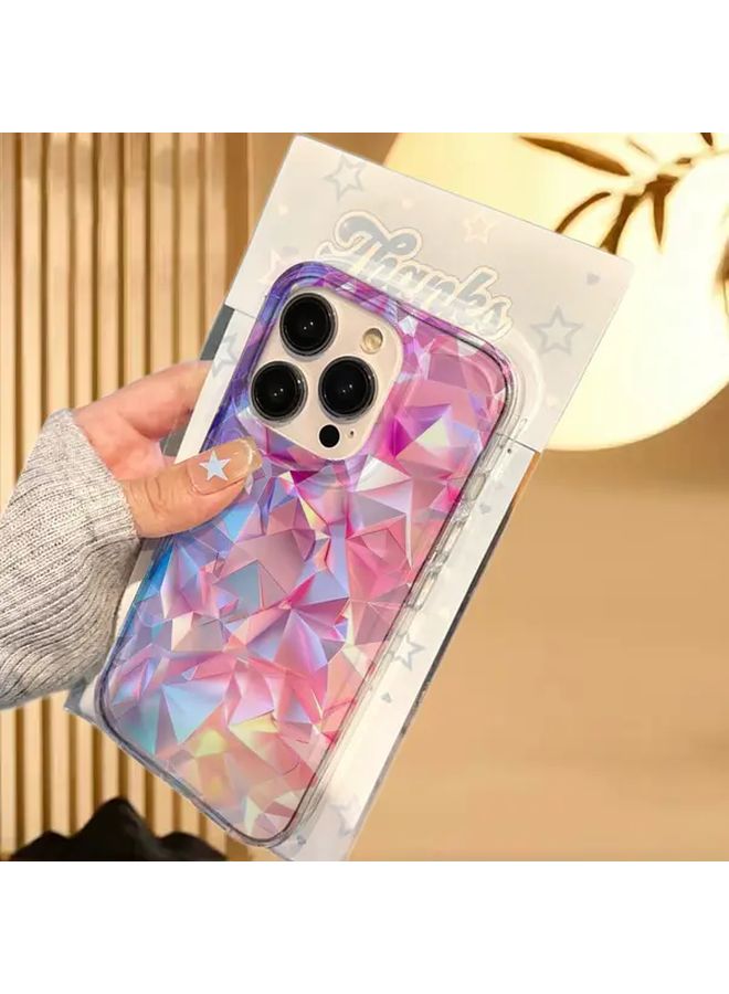 iPhone 11 Pro Max Case Gradient Pink Purple Diamond Pattern IMD Swirl Anti Fall Protective Cover - Image 1