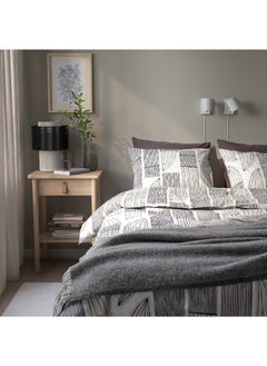 IKEA FRAKTA Duvet cover and 2 pillowcases - white/grey - 240x220/50x80 cm  - Image 2