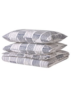 IKEA FRAKTA Duvet cover and 2 pillowcases - white/grey - 240x220/50x80 cm  - Image 1
