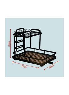 VIO Space Saving Dish Drying Rack Stainless Steel Tiered Dish Rack with Drain Board Large Capacity Kitchen Dish Drainer Organizer with Utensil Holder 2 Level Black  - Image 4