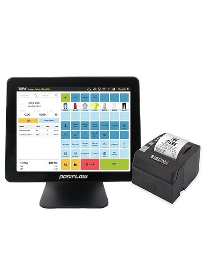 SHREYANS Posiflow Windows Touch POS System with Free Billing Software 3-Inch Autocutter Thermal Printer | Best for Restaurants Retail Shops Supermarkets Grocery Stores,i5-3GEN,8GB RAM,128 SSD,15.5 INCH TOUCH SCREEN - Image 1