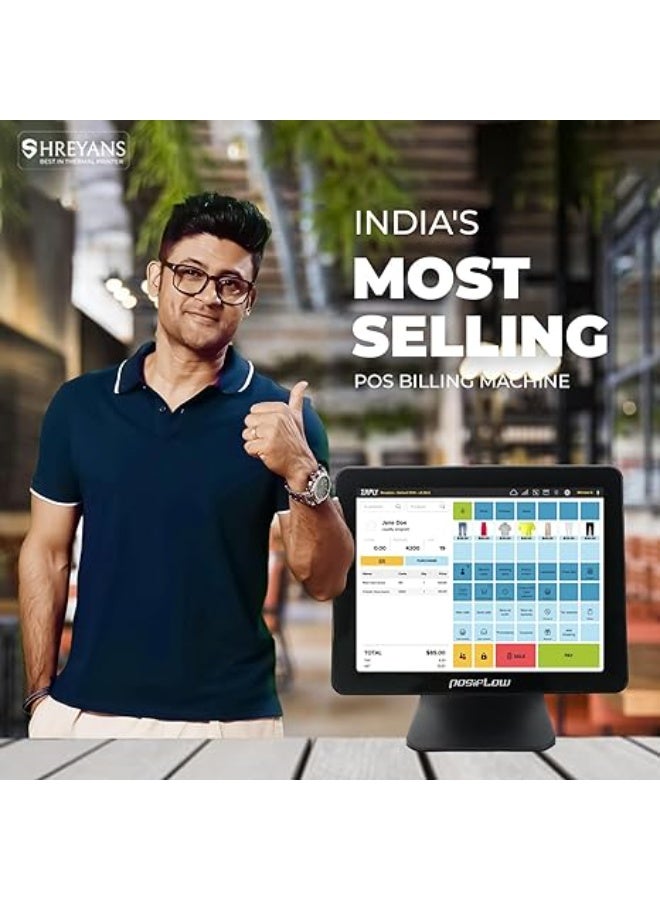 SHREYANS Posiflow Windows Touch POS System with Free Billing Software 3-Inch Autocutter Thermal Printer | Best for Restaurants Retail Shops Supermarkets Grocery Stores,i5-3GEN,8GB RAM,128 SSD,15.5 INCH TOUCH SCREEN - Image 4