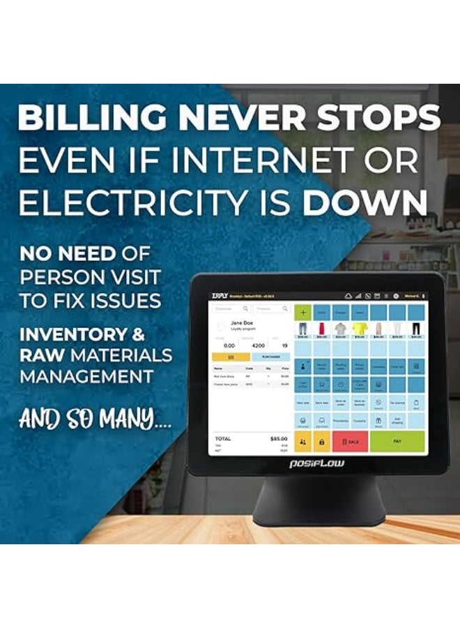 SHREYANS Posiflow Windows Touch POS System with Free Billing Software 3-Inch Autocutter Thermal Printer | Best for Restaurants Retail Shops Supermarkets Grocery Stores,i5-3GEN,8GB RAM,128 SSD,15.5 INCH TOUCH SCREEN - Image 5