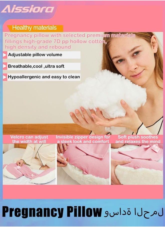 Aissiora Pregnancy Pillow for Sleeping Maternity Pillow Maternity/Pregnancy Body Pillow Support for Back, Legs, Belly, HIPS of Pregnant Women, Detachable and Adjustable Soft Pregnancy Body Pillow  - Image 5