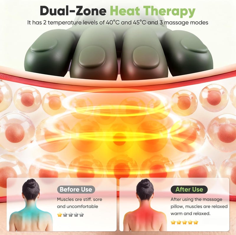 ALKAYAN Shoulder and Neck Massager, Bionic Heated Massager, Neck Massager with Fingers, 4D Kneading Massage, Simulates a Real Palm Massage for Comfort, Relax Muscle Tension (Green) - Image 3