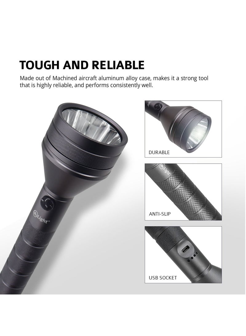 مستر لايت تغطية طويلة المدى 2800 متر مصباح يدوي LED فائق السطوع مصباح يدوي 4 ساعات وقت التشغيل شاحن يو اس بي 850 لومن بطارية عالية الجودة - Image 4