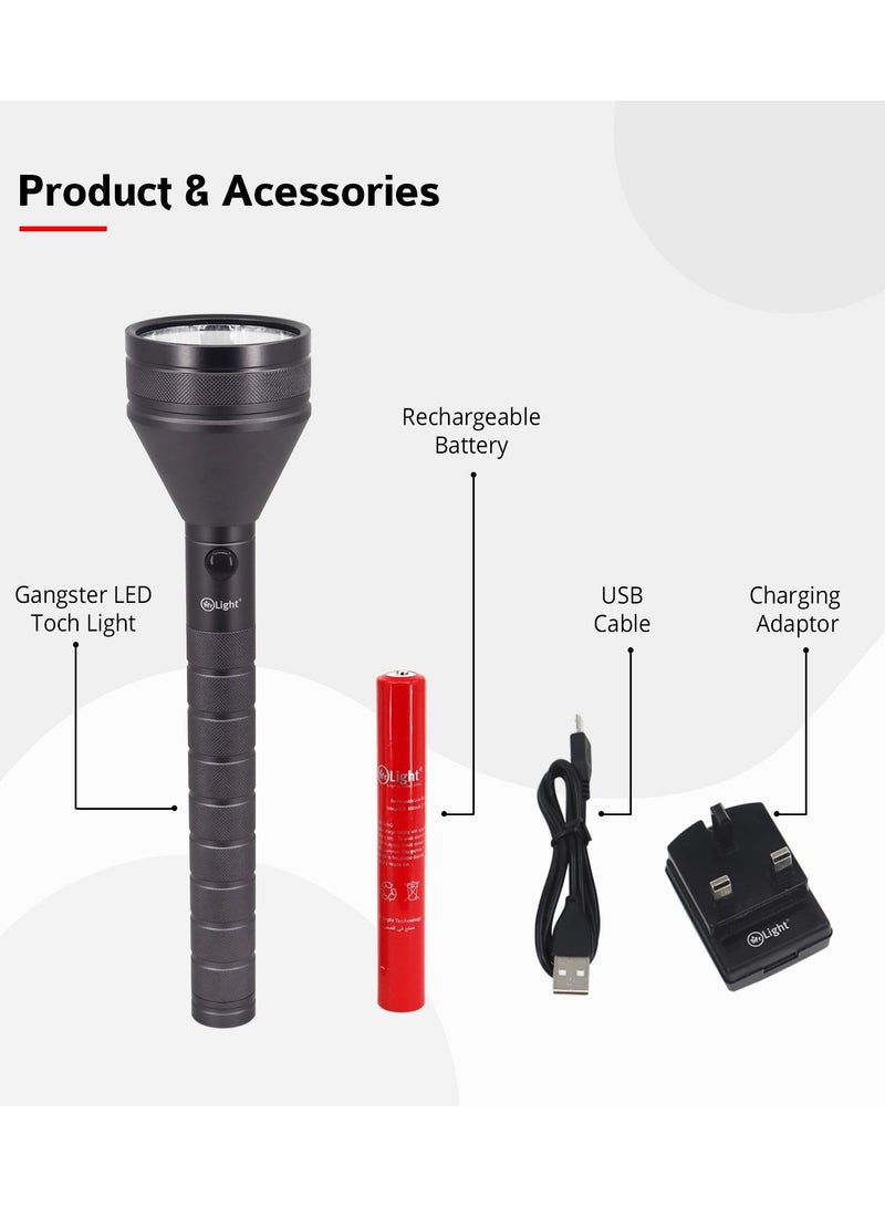 مستر لايت تغطية طويلة المدى 2800 متر مصباح يدوي LED فائق السطوع مصباح يدوي 4 ساعات وقت التشغيل شاحن يو اس بي 850 لومن بطارية عالية الجودة - Image 3