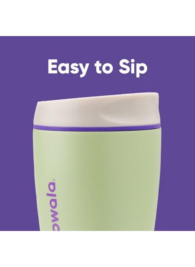 Owala Owala SmoothSip Insulated Stainless Steel Coffee Tumbler, Reusable Iced Coffee Cup, Hot Coffee Travel Mug, Perfect for Cappuccino, BPA Free, 10 oz, Green (Hip Cactus)  - Image 2