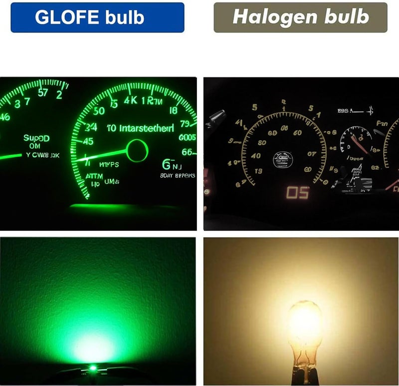 GLOFE T10 194 168 Dash Instrument White LED Light Bulbs Bright Panel Gauge Cluster Dashboard LED Light Bulbs 10Pcs/Set (Green) - Image 3