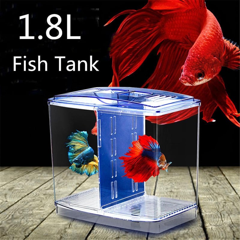 VAYINATO Betta Fish Tank Home Aquarium, 20Cm X 15Cm X 9Cm - Small Mini Fish Tank With 2 Compartments - Aquaponic Desktop Tank Goldfish & Betta Fish (Multi Color) By Petzlifeworld - Image 2