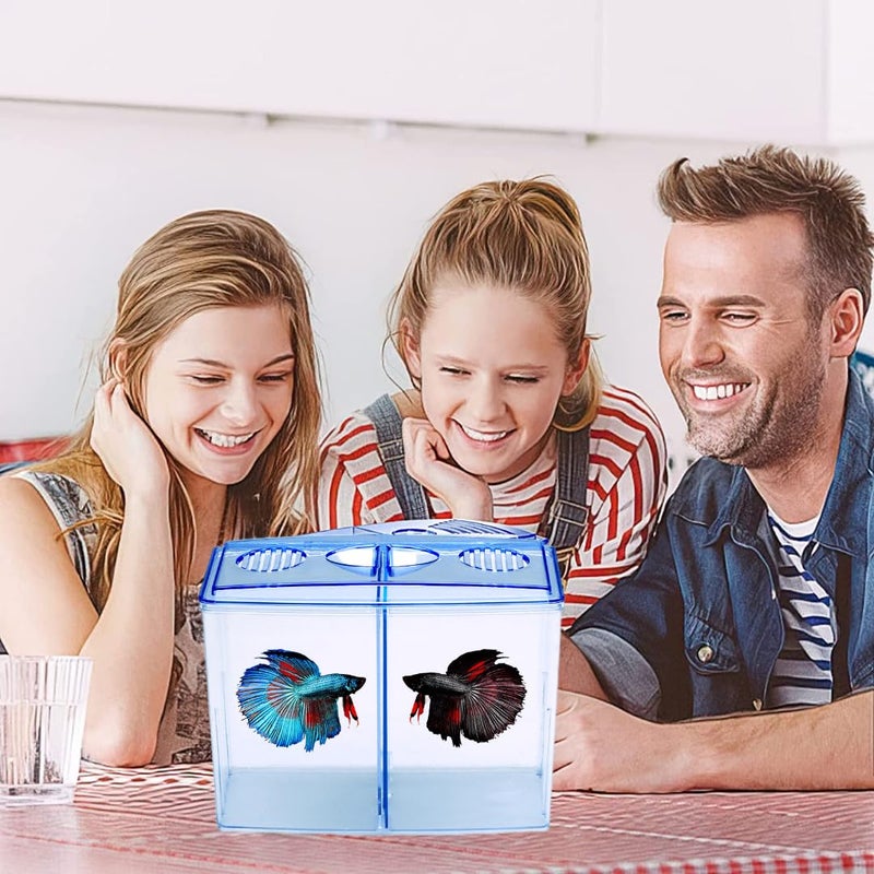 VAYINATO Betta Fish Tank Home Aquarium, 20Cm X 15Cm X 9Cm - Small Mini Fish Tank With 2 Compartments - Aquaponic Desktop Tank Goldfish & Betta Fish (Multi Color) By Petzlifeworld - Image 3