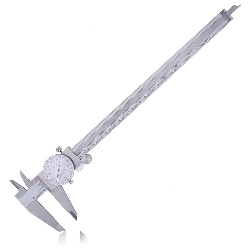 Clockwise Tools DDLR-1205 Pro Dial Caliper 0-12 Inch Double Shock Proof Stainless Steel Body SAE Measuring Tool - Image 1