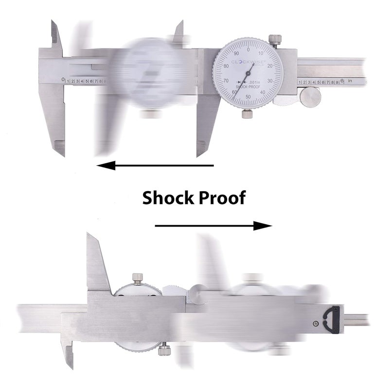 Clockwise Tools DDLR-1205 Pro Dial Caliper 0-12 Inch Double Shock Proof Stainless Steel Body SAE Measuring Tool - Image 3