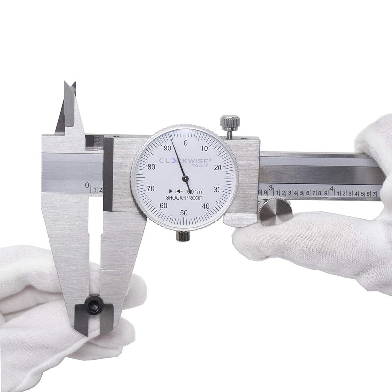 Clockwise Tools DDLR-1205 Pro Dial Caliper 0-12 Inch Double Shock Proof Stainless Steel Body SAE Measuring Tool - Image 4