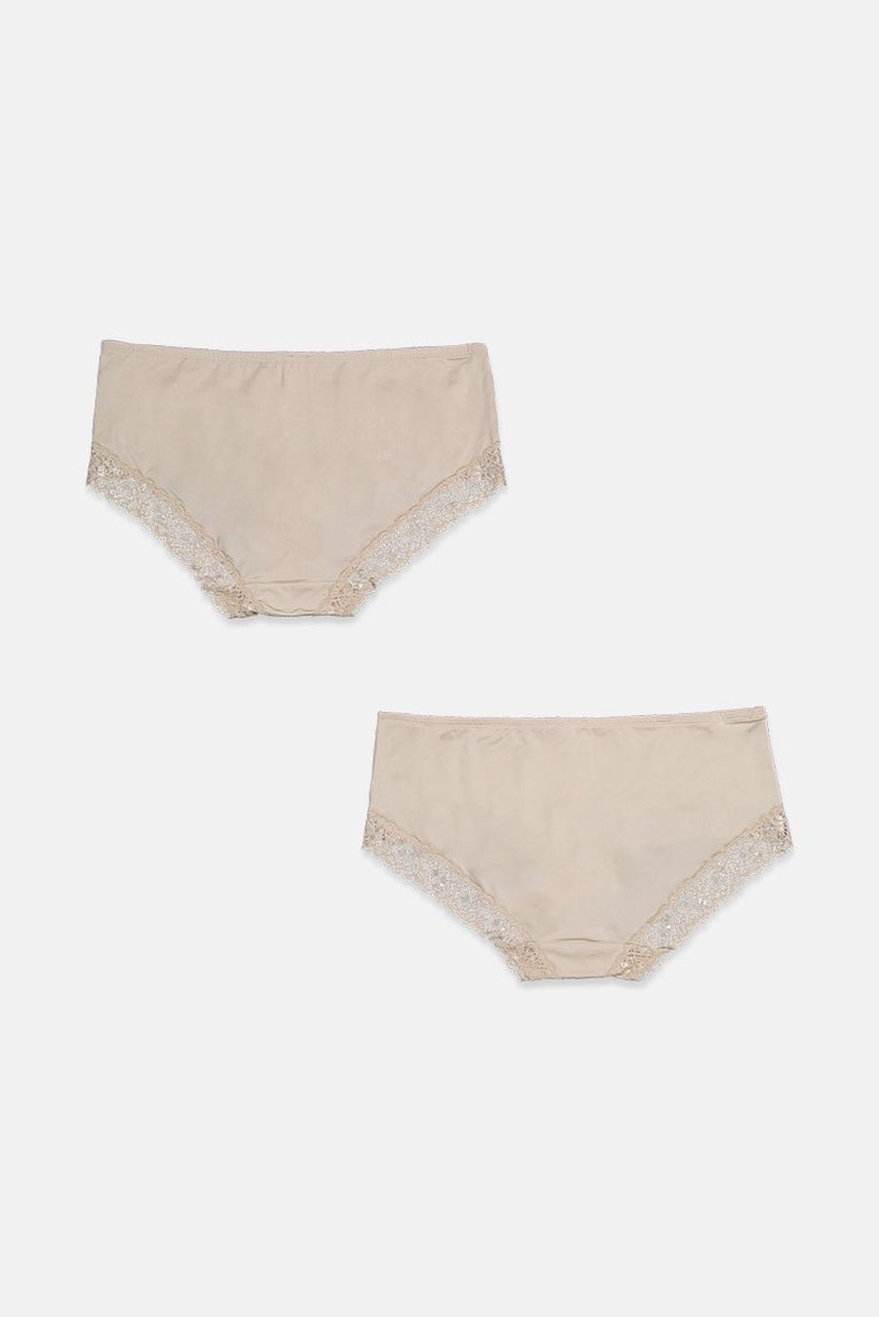Tchibo Women 2 Pack Lace Solid Panties, Off White  - Image 2