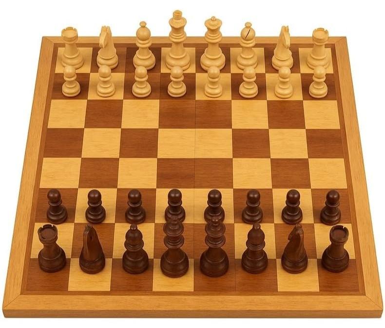 Large chess set with a wooden chessboard - Image 1