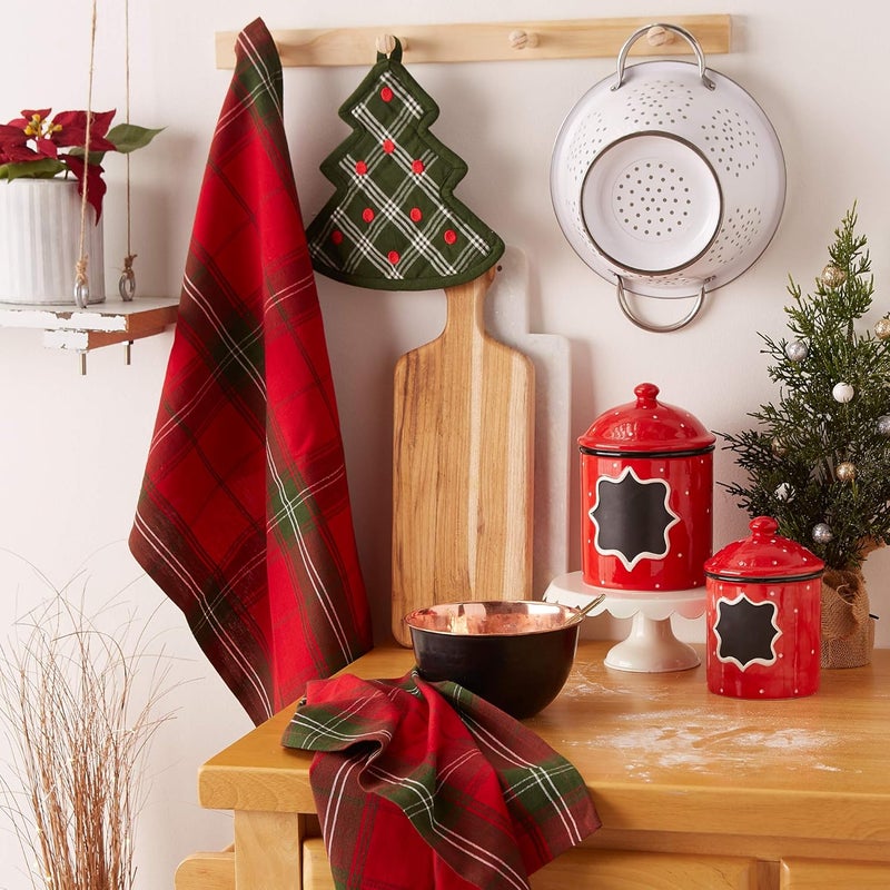 DII Christmas Kitchen Accessories  Dcor Gift Set Pot Holder  Dish Towels O Christmas Tree 3 Piece - Image 5