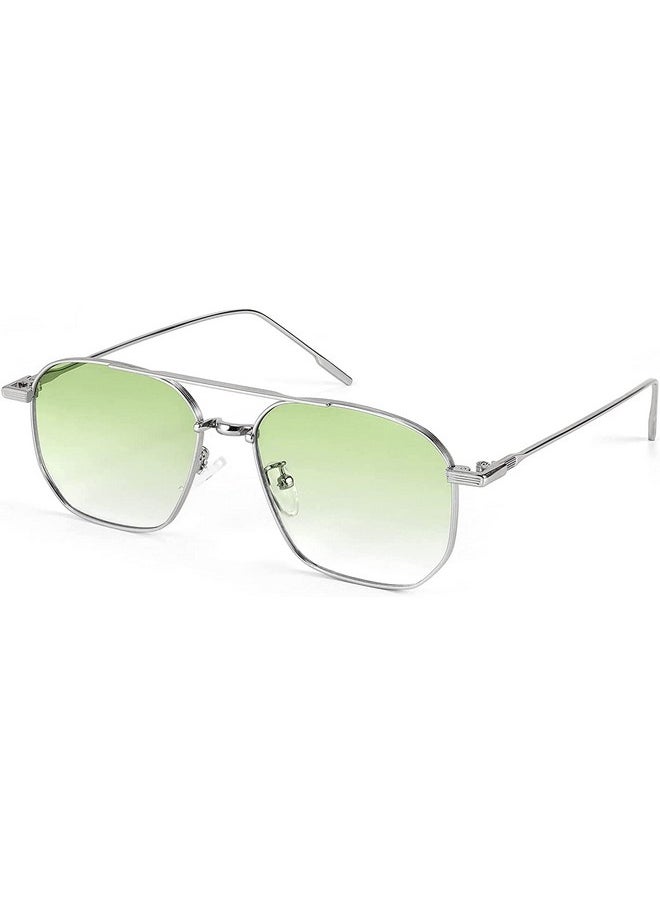 Elegante ELEGANTE UV Protected Classic Stainless Steel Full Metal Body Square Sunglasses for Men & Women (C3 - GREEN) - Pack of 1  - Image 1