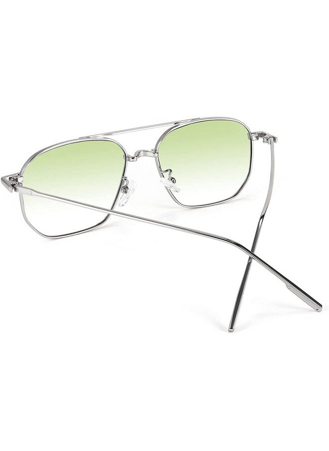 Elegante ELEGANTE UV Protected Classic Stainless Steel Full Metal Body Square Sunglasses for Men & Women (C3 - GREEN) - Pack of 1  - Image 4