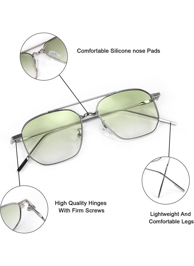 Elegante ELEGANTE UV Protected Classic Stainless Steel Full Metal Body Square Sunglasses for Men & Women (C3 - GREEN) - Pack of 1  - Image 3