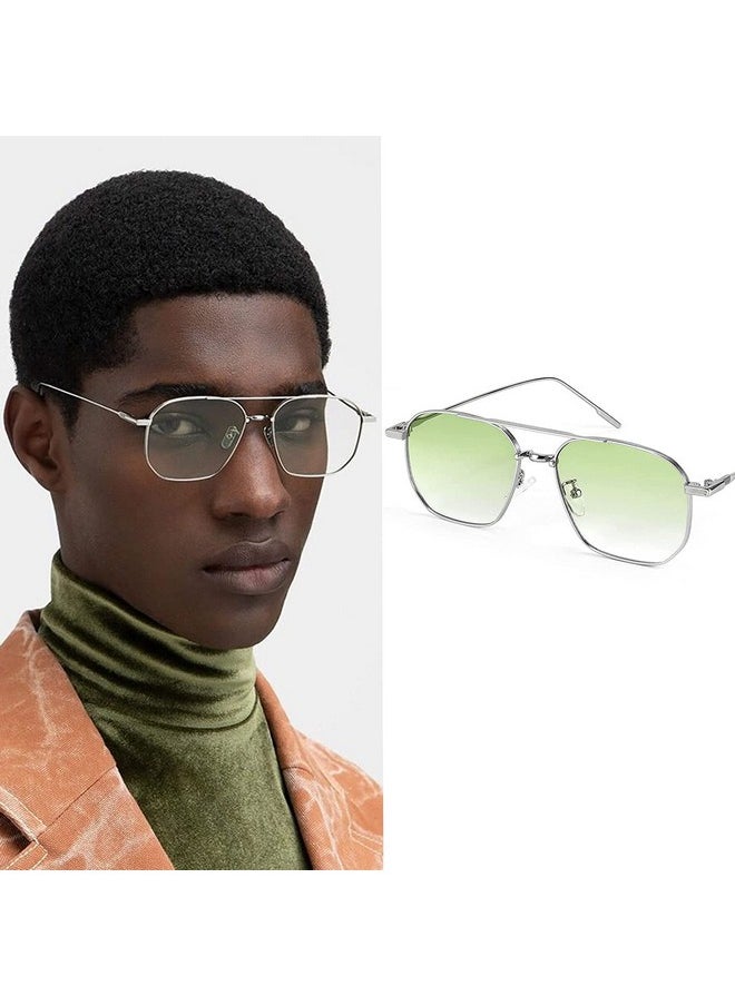 Elegante ELEGANTE UV Protected Classic Stainless Steel Full Metal Body Square Sunglasses for Men & Women (C3 - GREEN) - Pack of 1  - Image 5