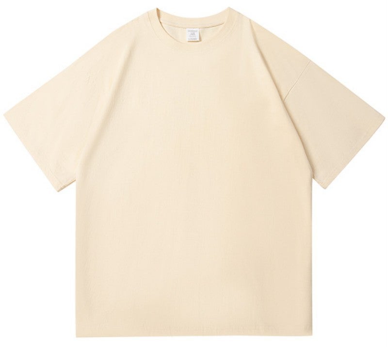300G Pure Cotton T-Shirt For Men And Women, Heavyweight, Thick, Opaque, Loose, American Style, Off-Shoulder, Large Size, Pure Color Half-Sleeved Top - Image 1