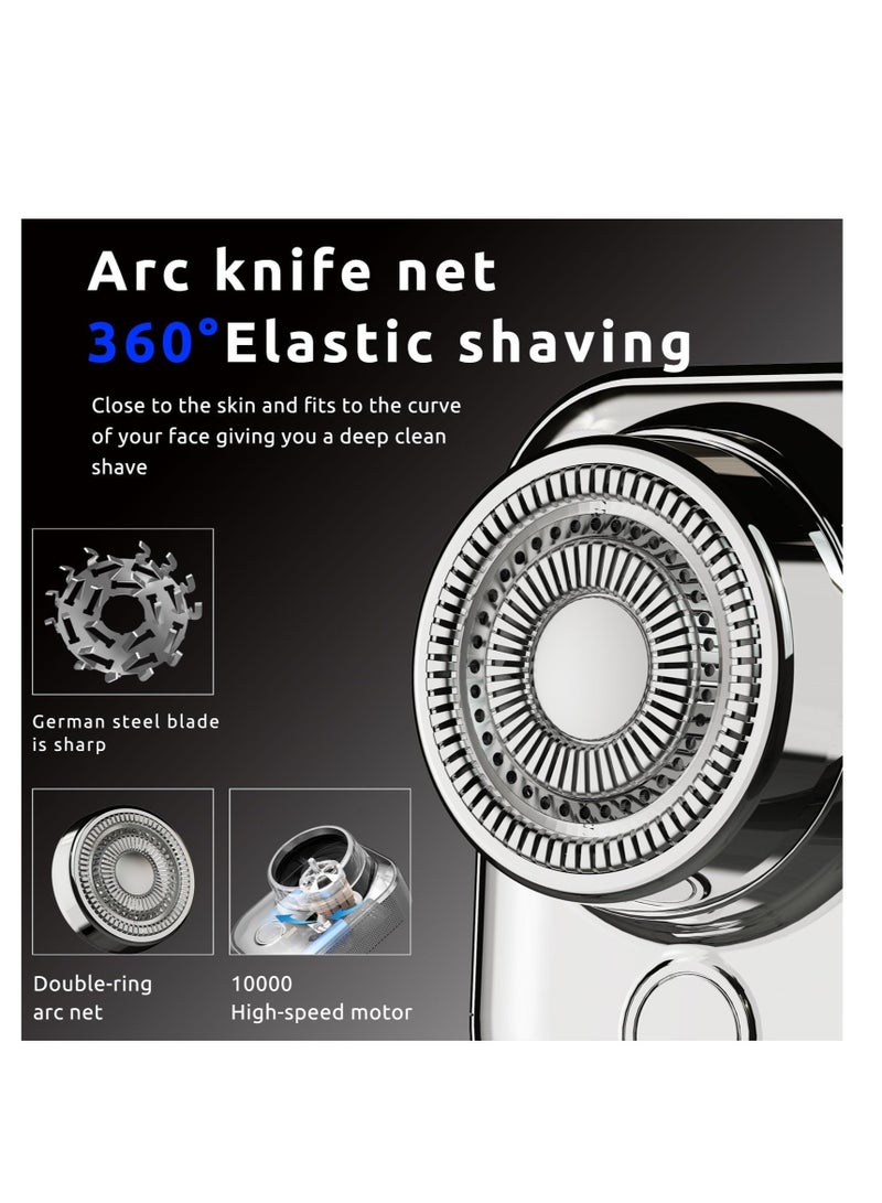 Excefore Electric Shaves for Men, Mini Portable Travel Shaver, USB-C Rechargeable Electric Razor, Mens Rechargeable Cordless Waterproof Compact Shave, for Home,Car,Trave (Silver) - Image 2