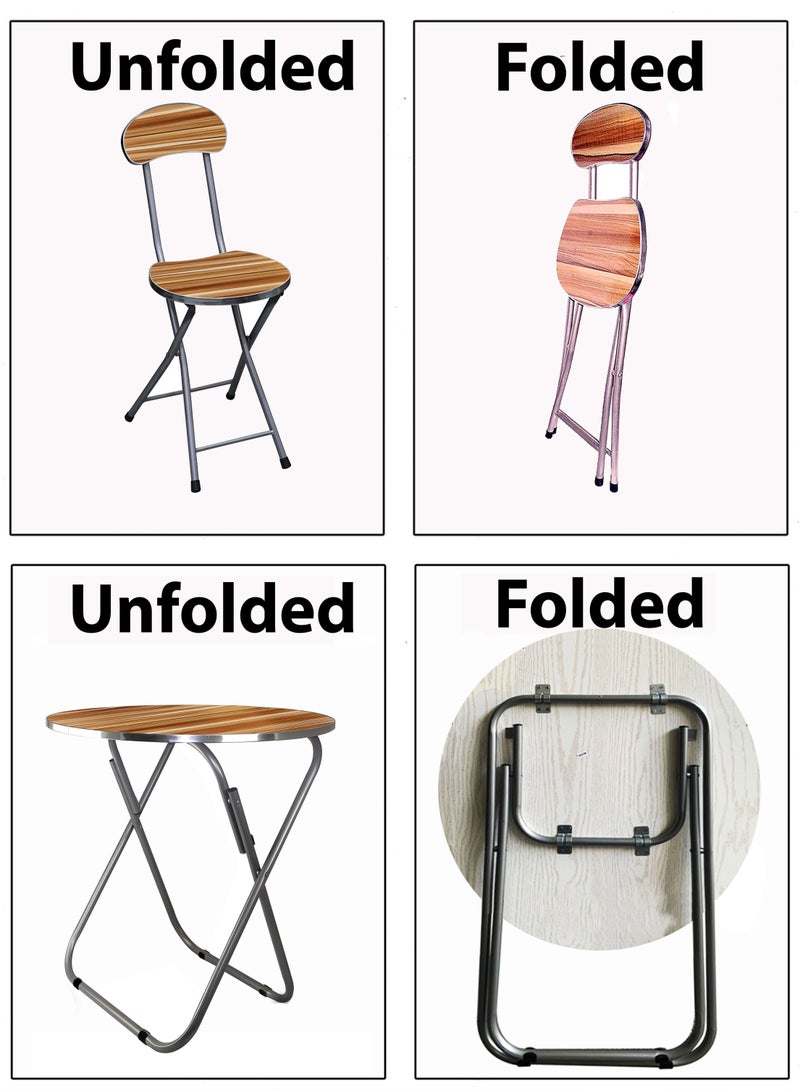 توشونكس طاولة خشبية مربعة قابلة للطي وكرسيين قابلين للطي - Image 2