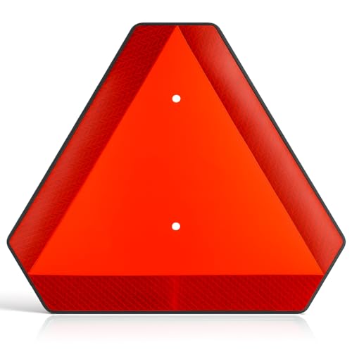 DXSIGN Slow Moving Vehicle Safety Sign,Slow Moving Vehicle Triangle Sign,Plastic 14"x16" Engineering Grade Reflective for Golf Cart (Plastic) - Image 1