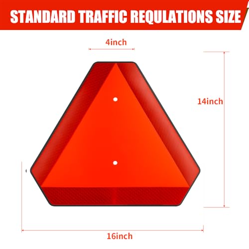 DXSIGN Slow Moving Vehicle Safety Sign,Slow Moving Vehicle Triangle Sign,Plastic 14"x16" Engineering Grade Reflective for Golf Cart (Plastic) - Image 4