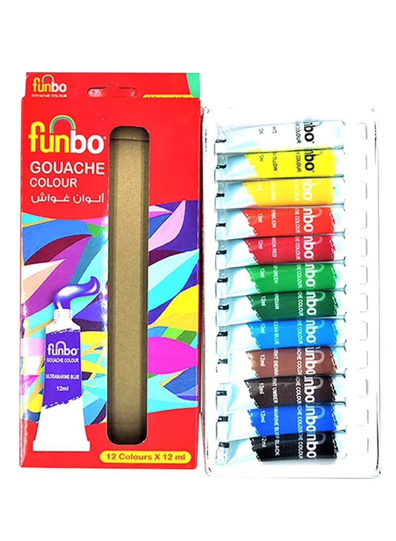 Funbo 12-Tube Gouache Colours Mulicolour - Image 1