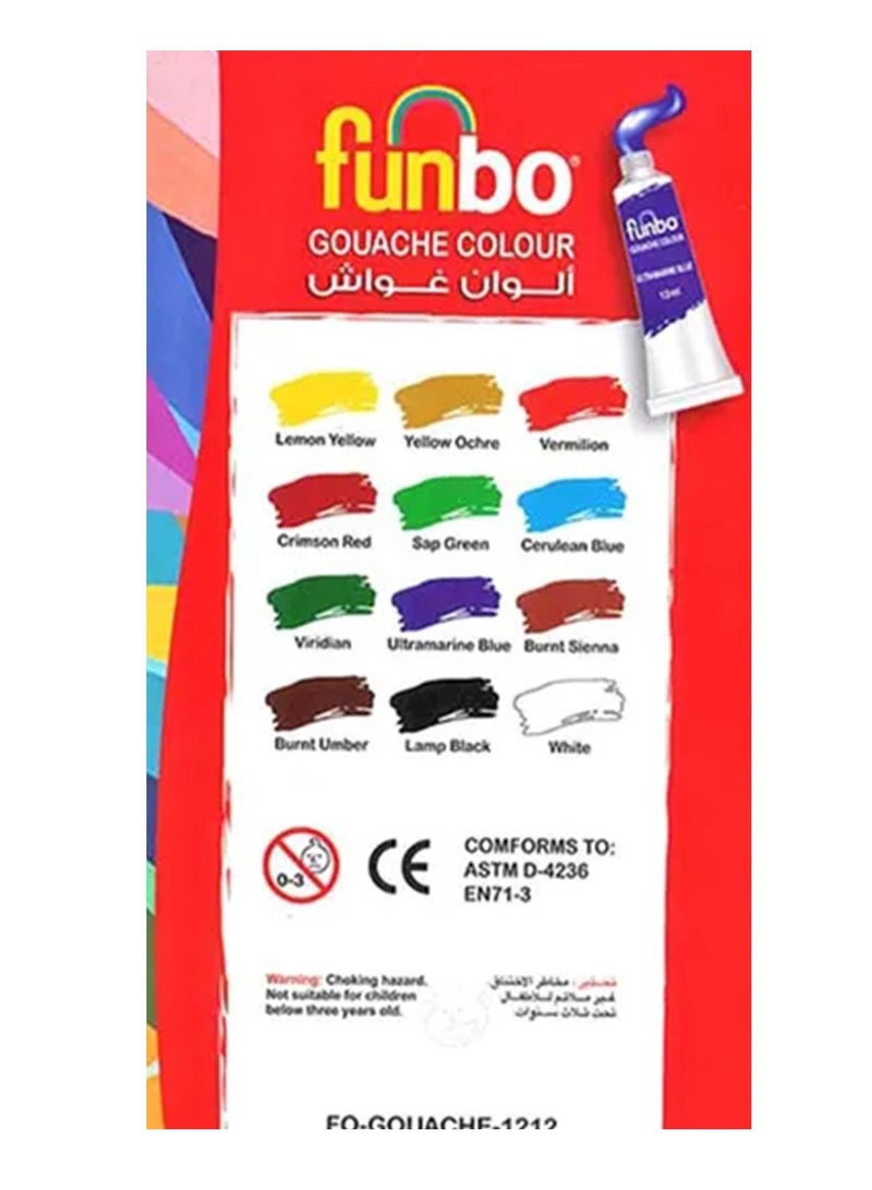 Funbo 12-Tube Gouache Colours Mulicolour - Image 2