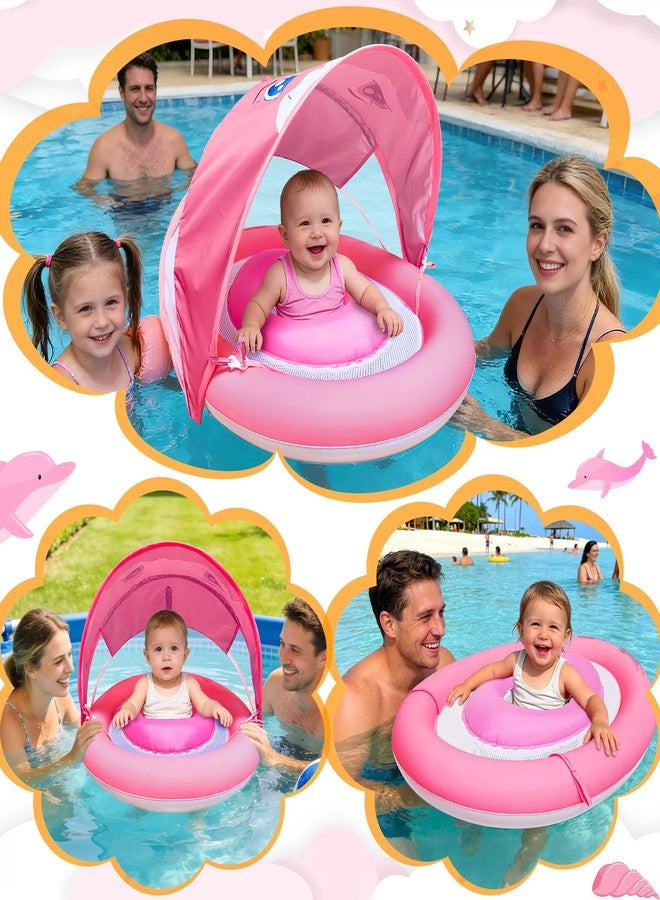 AMENON Baby Float with Canopy for Age 6-36 Months UPF 50+ Sun Protection Inflatable Swim Float with 4 Stage Adjustable Canopy Dual Air Chambers Adjustable Safety Seat Inflatable Pool Float for Infant Toddler - Image 5
