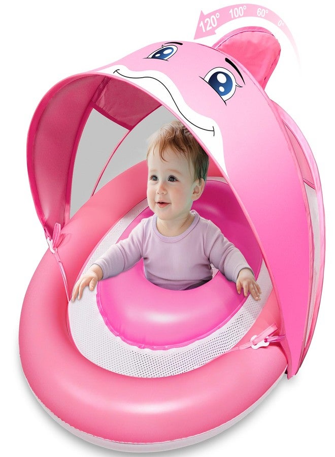 AMENON Baby Float with Canopy for Age 6-36 Months UPF 50+ Sun Protection Inflatable Swim Float with 4 Stage Adjustable Canopy Dual Air Chambers Adjustable Safety Seat Inflatable Pool Float for Infant Toddler - Image 1
