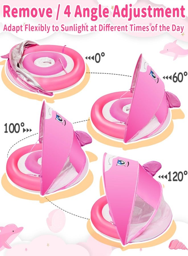 AMENON Baby Float with Canopy for Age 6-36 Months UPF 50+ Sun Protection Inflatable Swim Float with 4 Stage Adjustable Canopy Dual Air Chambers Adjustable Safety Seat Inflatable Pool Float for Infant Toddler - Image 2