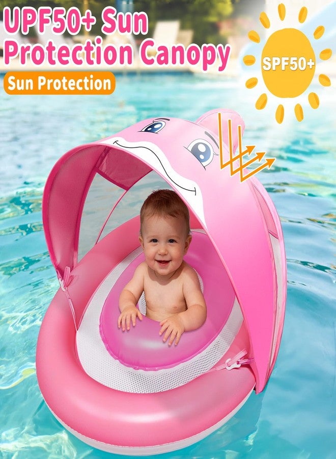 AMENON Baby Float with Canopy for Age 6-36 Months UPF 50+ Sun Protection Inflatable Swim Float with 4 Stage Adjustable Canopy Dual Air Chambers Adjustable Safety Seat Inflatable Pool Float for Infant Toddler - Image 3