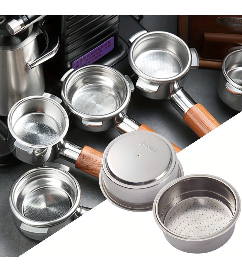 51Mm Double Layer Stainless Steel Reusable Coffee Filter Basket For Portafilter Coffee Machines 2 Cup 24.6Mm Height - Image 1