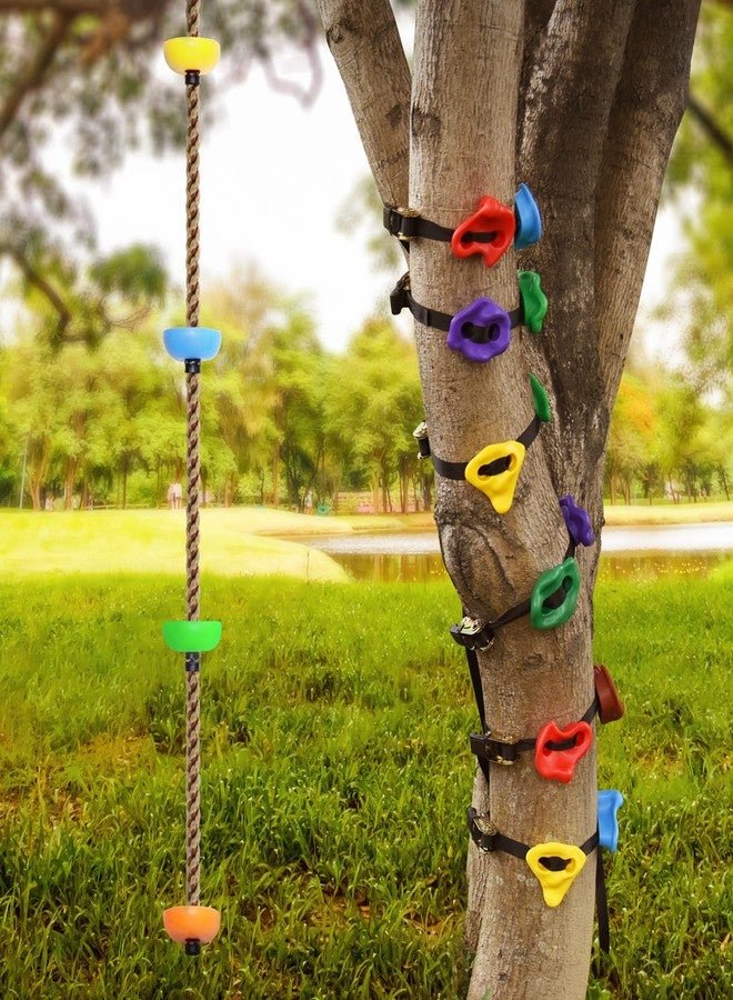 TOPNEW 12 Ninja Tree Climbing Holds and 6.56FT Climbing Rope for Kids, Tree Climber Climbing Kit for Outdoor Ninja Warrior Obstacle Course Training - Image 1